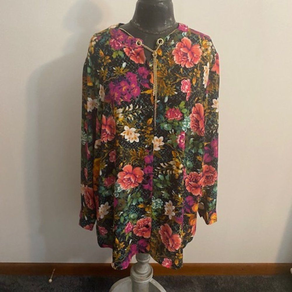 Bold Element Tunic with necklace drawstring, size 2X